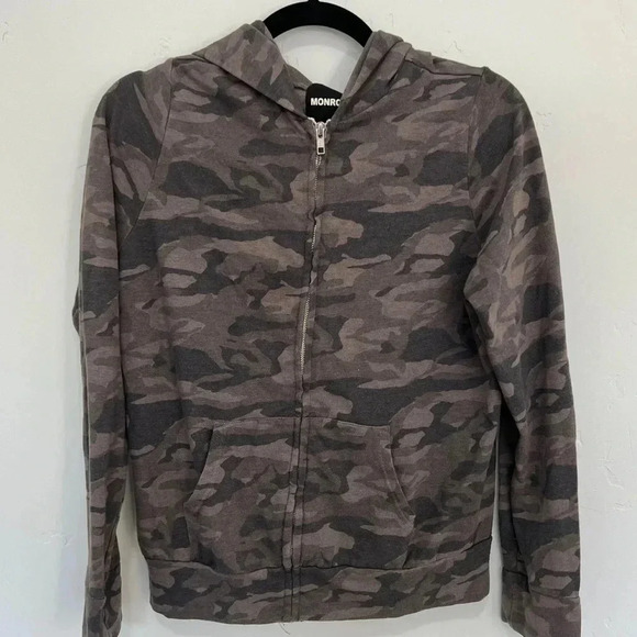Monrow Camouflage Zip-up Sweatshirt - Picture 1 of 9